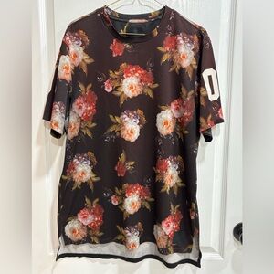 On the Byas Floral Mesh Jersey Rose Shirt, 00 Letter, Medium